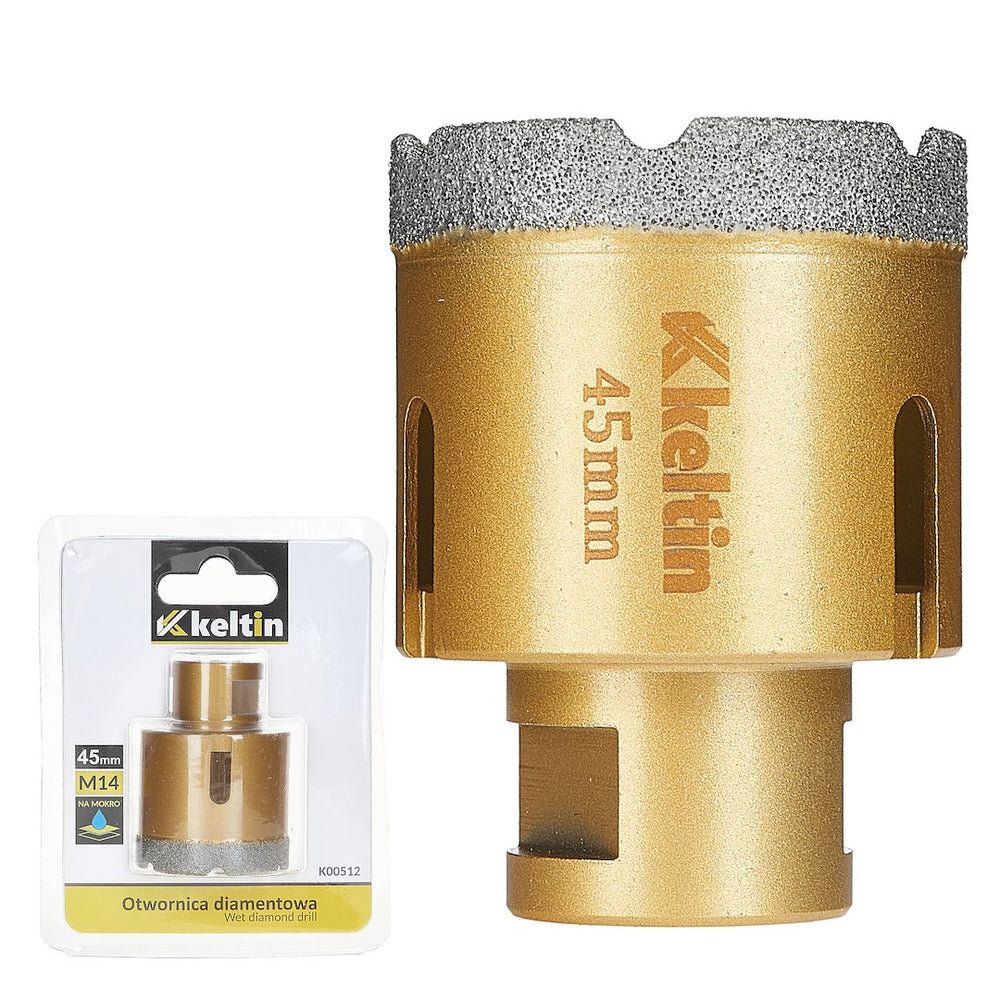 Diamantový vykružovací korunkový vrták 45mm, M14, Keltin