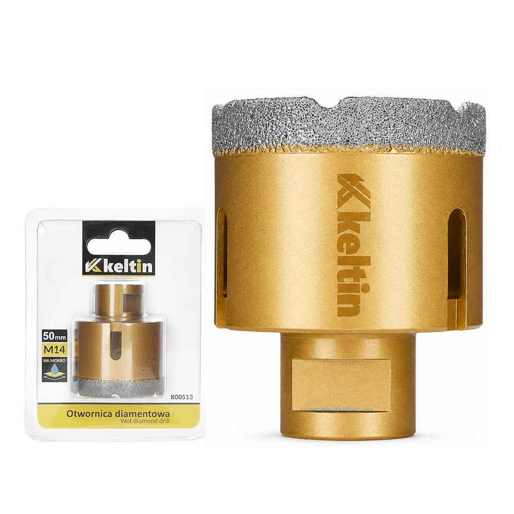 Diamantový vykružovací korunkový vrták 50mm, M14, Keltin