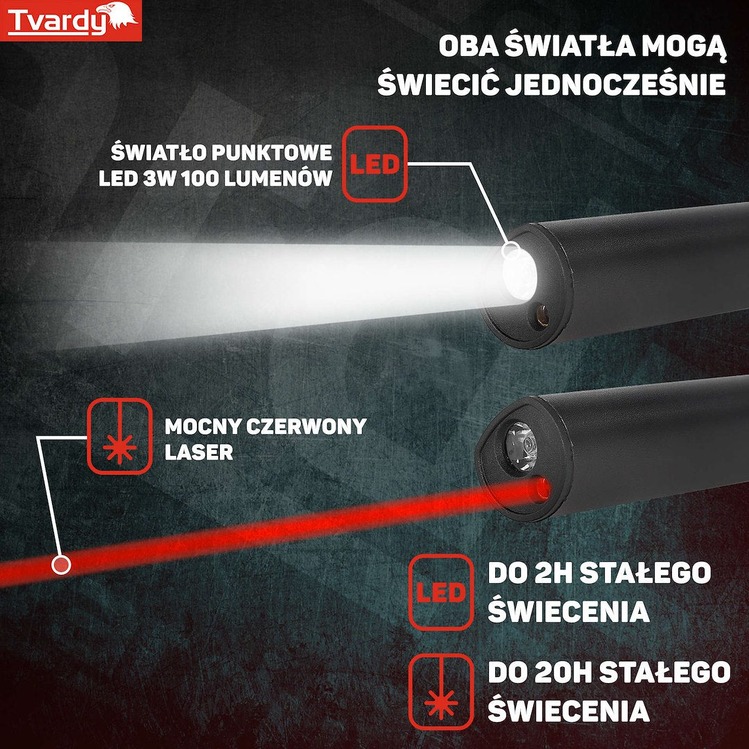 Dielenská pracovná LED COB lampa s laserom, UV svetlom a magnetom, nabíjateľná, 5W, 800mAh, 400lm