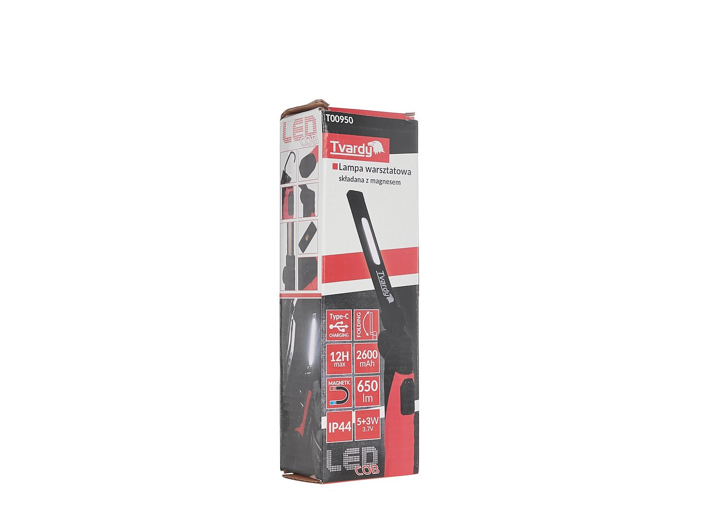 Dielenská pracovná LED COB lampa, skladacia, nabíjateľná, s magnetom a hákom, 5W, 650lm, 2600mAh