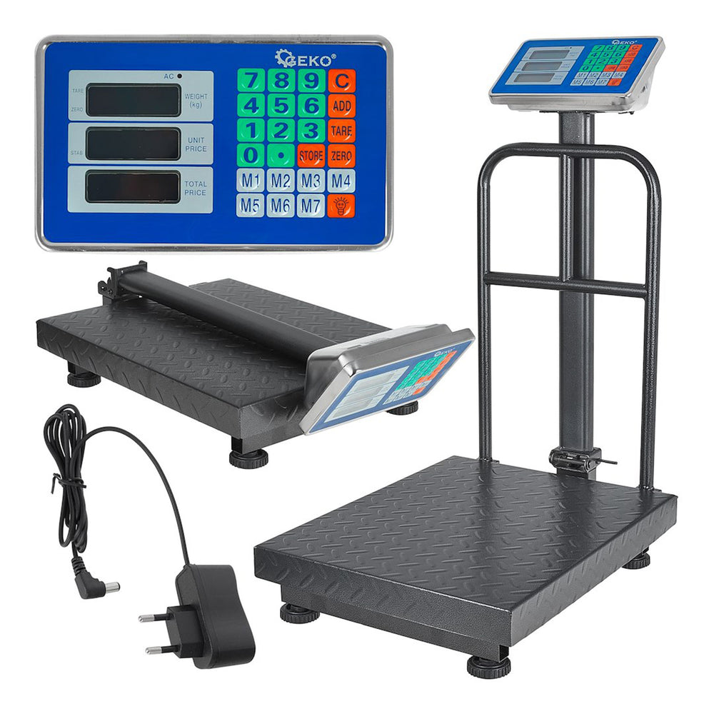 Digitálna plošinová váha s LCD displejom, obchodná, 300kg, Geko
