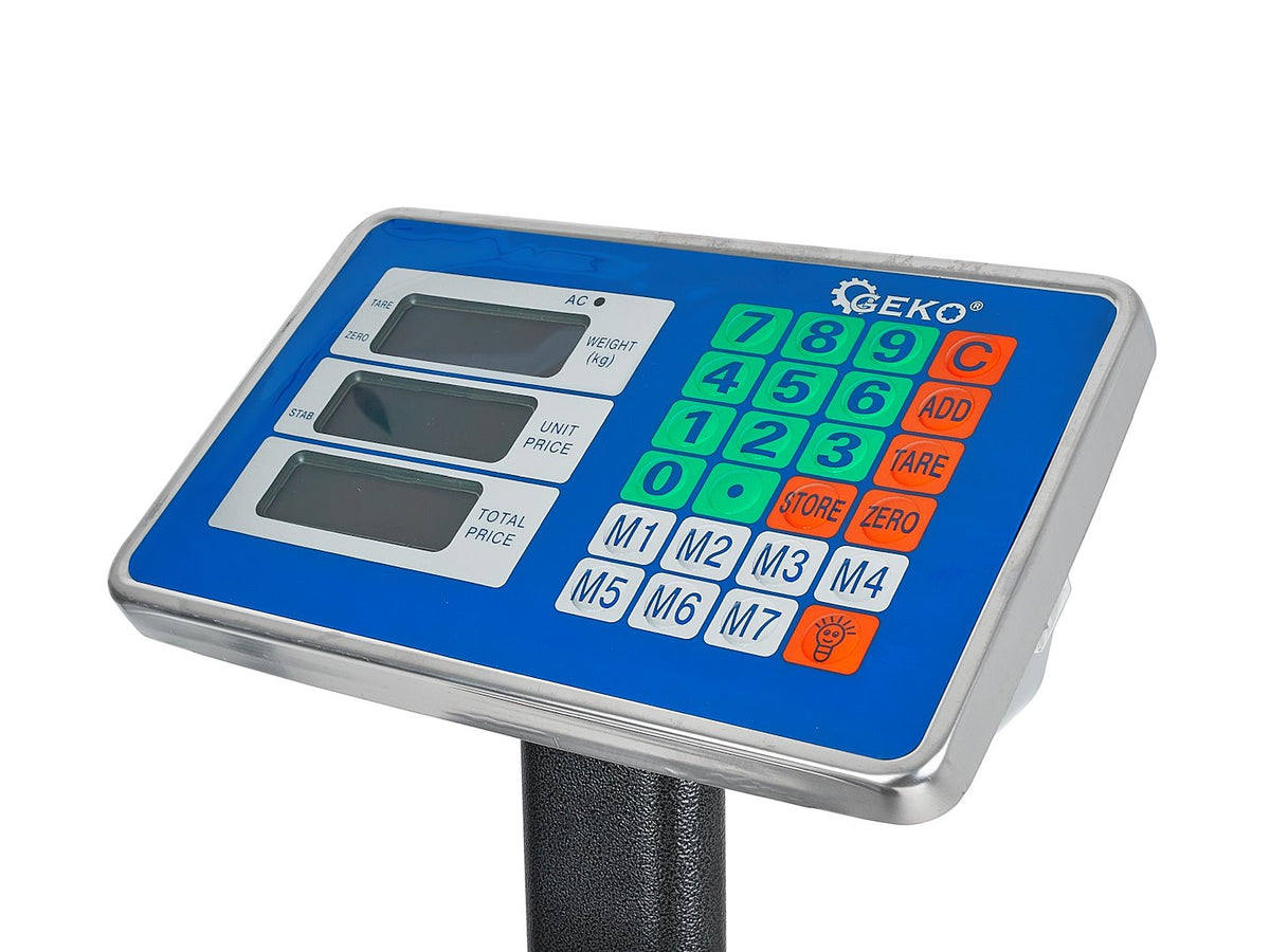 Digitálna plošinová váha s LCD displejom, obchodná, 300kg, Geko