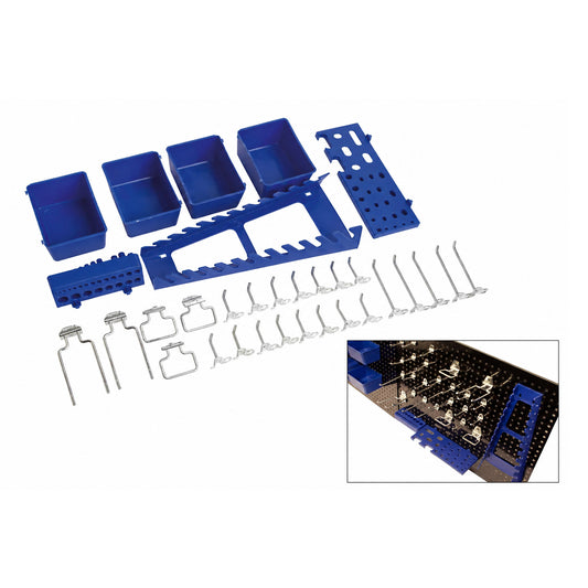 Držiaky na organizér - stenu na náradie - háčiky, boxy, sada 32ks Kroftools