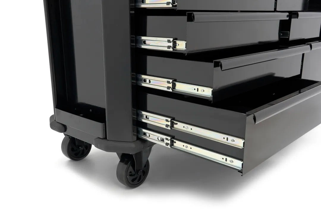 Profesionálna kovová skriňa 10 zásuviek mobilný vozík pracovný stôl 147cm, masívna drevená doska HBM holandsko