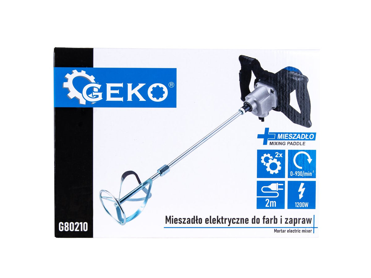 Elektrické miešadlo 1200W, 2 rýchlosti, M14, na farby a maltu, Geko