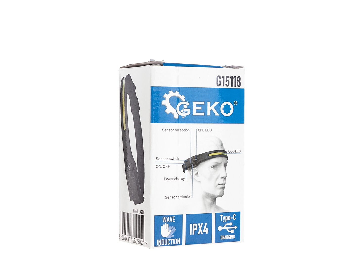 Čelovka COB LED s akumulátorom a pohybový senzorom, vodeodolná, 3W, Geko