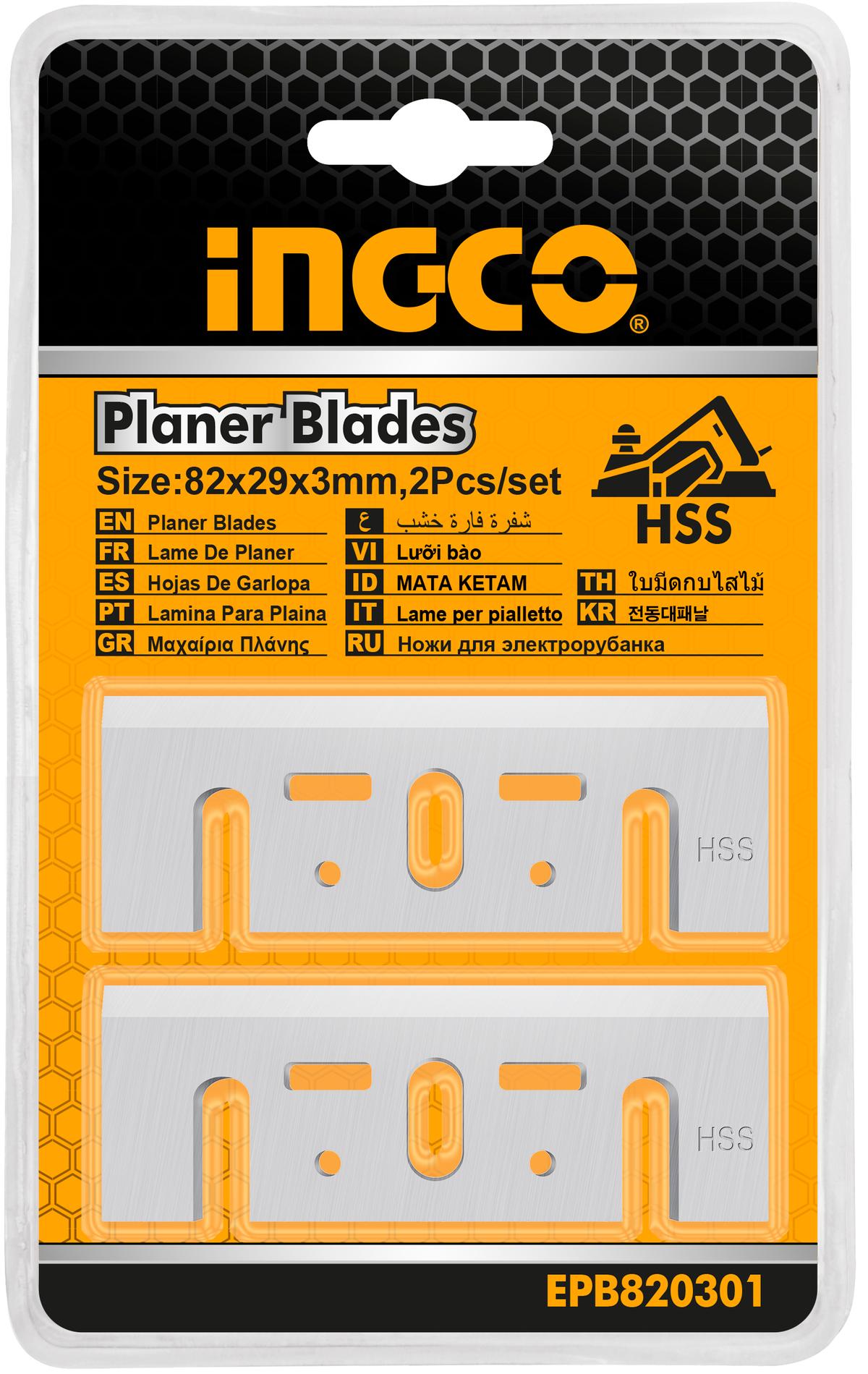 Čepeľ - nôž na hoblík, HSS, 2ks, 82 x 29 x 3mm Ingco