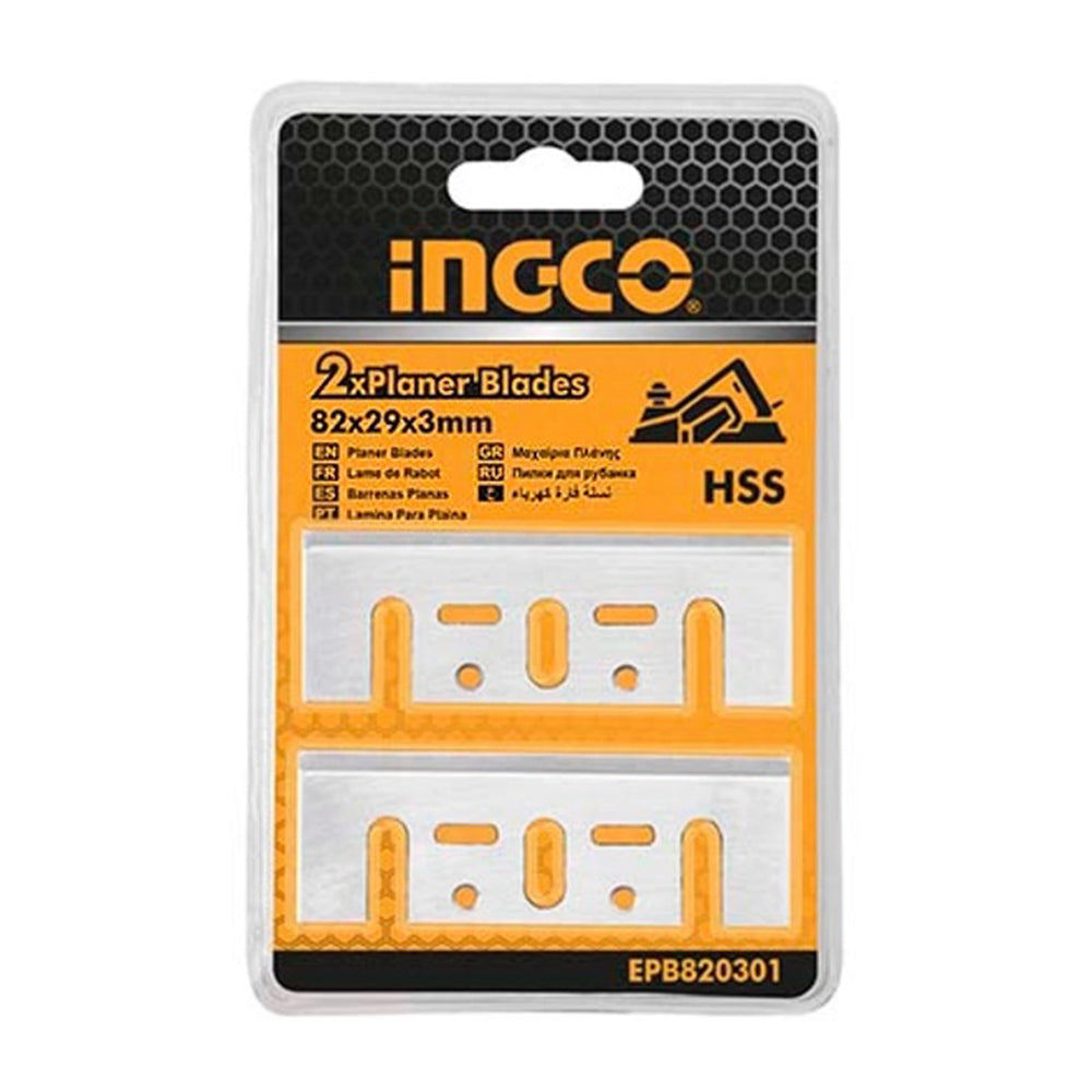 Čepeľ - nôž na hoblík, HSS, 2ks, 82 x 29 x 3mm Ingco