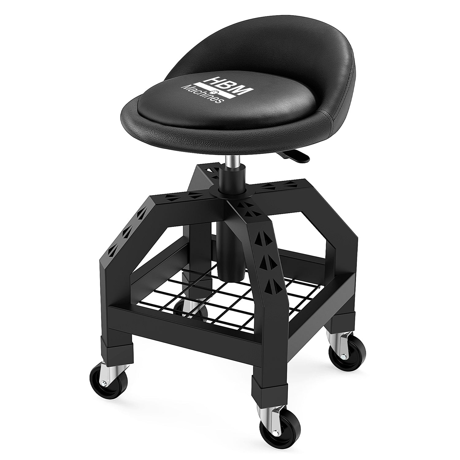 Pracovná dielenská stolička, pojazdná, výškovo nastaviteľná HBM Machines