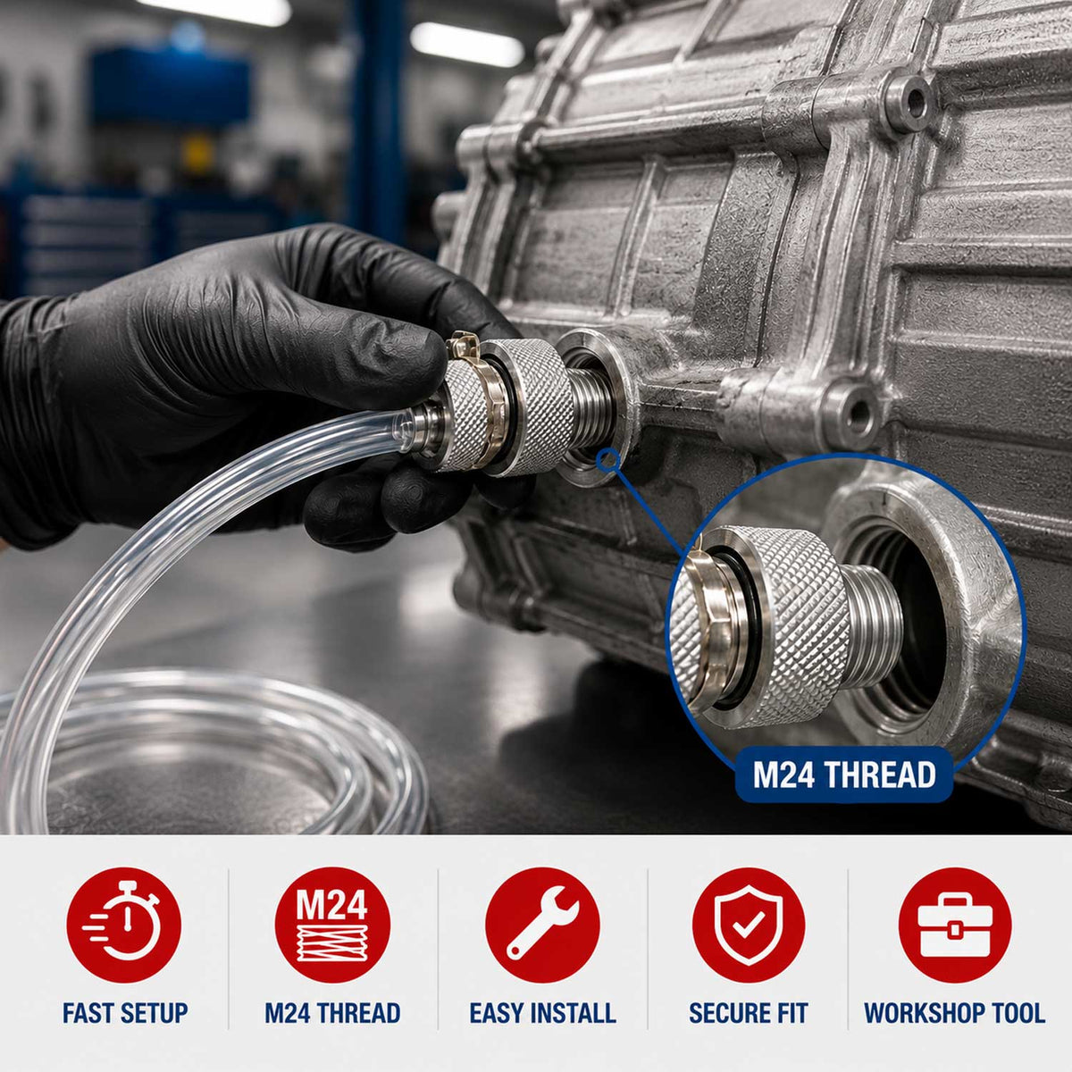 Hadica na vypúšťanie oleja automatických prevodoviek DSG, Gebo Tools