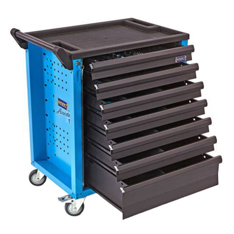 Skrinka Hazet so 7 zásuvkami, vybavená náradím 121 kusov