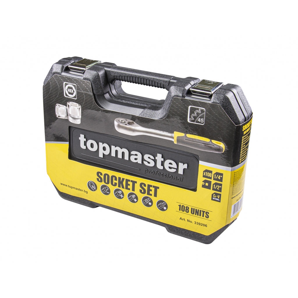 Gola sada náradia 108ks 1/4'' 1/2'' Cr-V Topmaster Pro