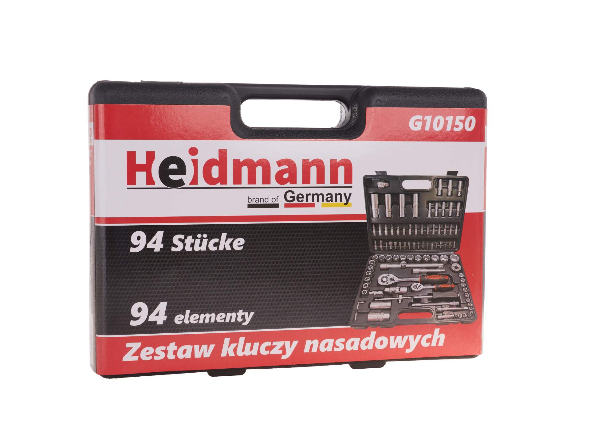 Gola sada náradia s hlavicami a račňami 1/4'', 1/2'', 94ks Heidmann