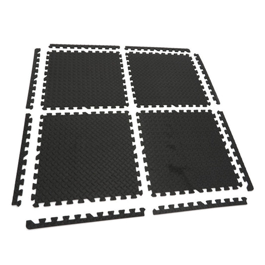 Súprava 4 ochranných podložiek z eva peny, puzzle typ, protišmykové, čierne, 61x61 cm hbm machines