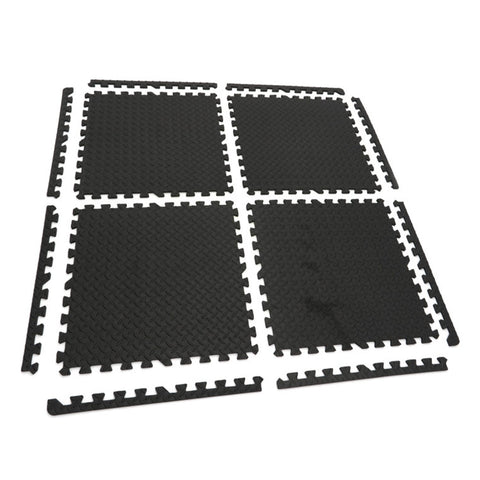 Súprava 4 ochranných podložiek z eva peny, puzzle typ, protišmykové, čierne, 61x61 cm hbm machines