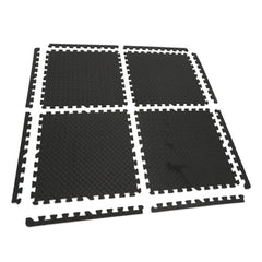 Súprava 4 ochranných podložiek z EVA peny, typ puzzle, protišmykové, čierne, 61 x 61cm HBM Machines