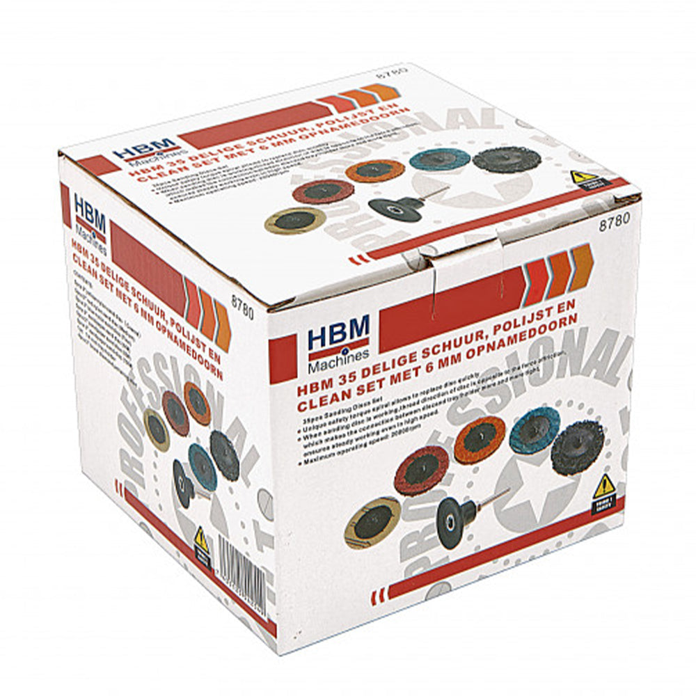 Sada brúsnych kotúčov na brúsenie, leštenie a čistenie 50mm, 35ks HBM