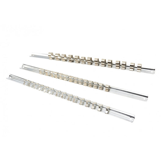 Sada 3 kovových líšt na uchytenie nástrčných kľúčov 1/2'', 3/8'', 1/4'' HBM