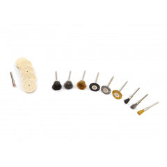 Sada príslušenstva pre mini brúsku - drôtené kefy a plsť 15ks HBM