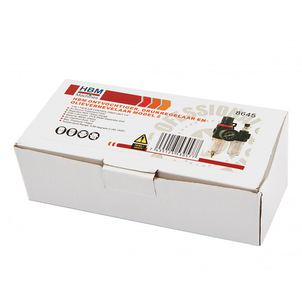 Odlučovač vody a mazania s regulátorom tlaku 1/4'' HBM model 2