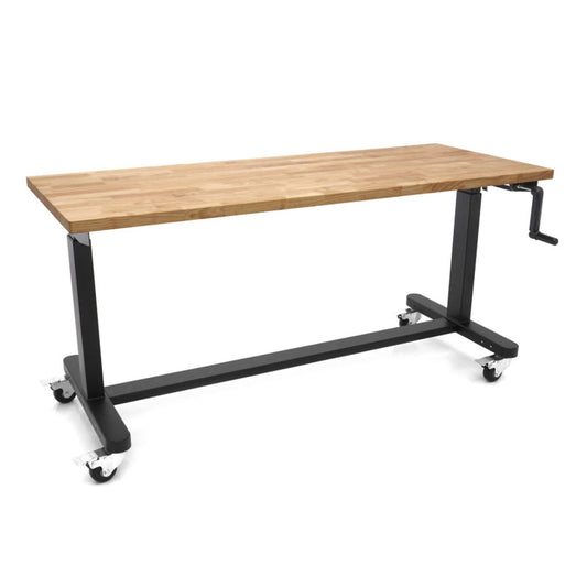 Pracovný stôl výškovo nastaviteľný s masívnou drevenou doskou 152cm