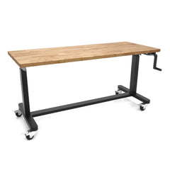 Pracovný stôl výškovo nastaviteľný s masívnou drevenou doskou 152cm