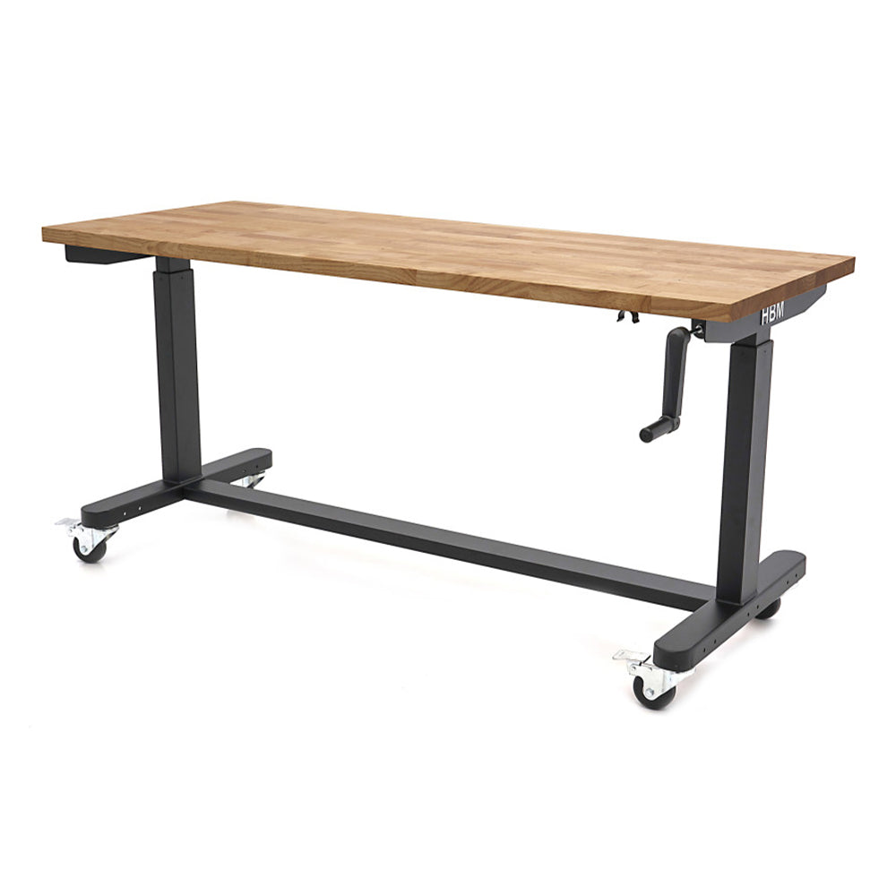 Pracovný stôl výškovo nastaviteľný s masívnou drevenou doskou 152cm