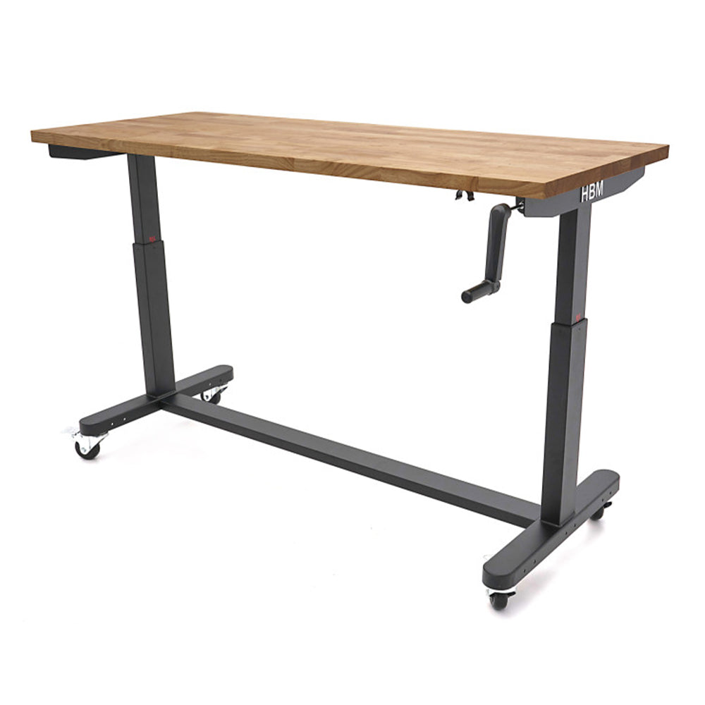 Pracovný stôl výškovo nastaviteľný s masívnou drevenou doskou 152cm