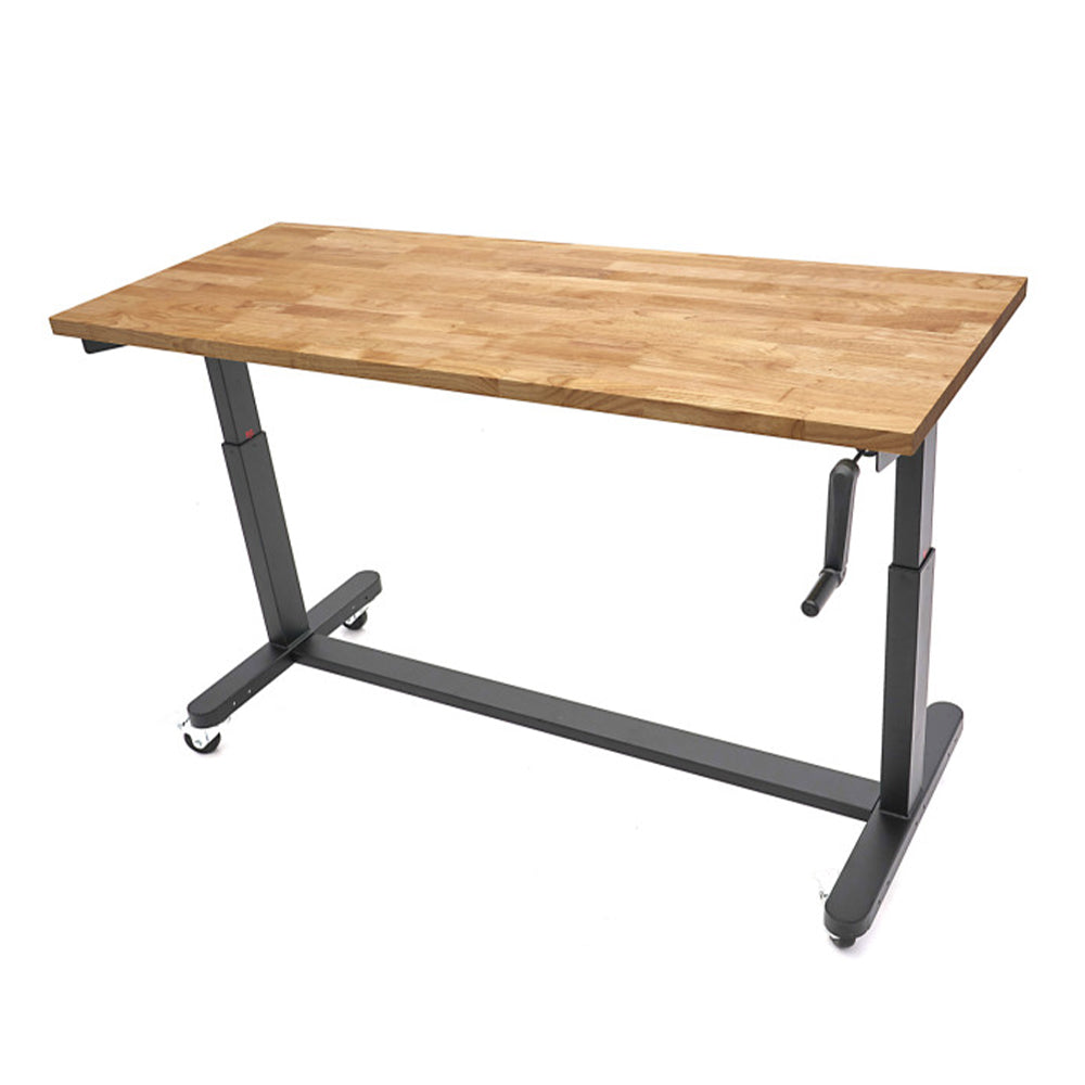 Pracovný stôl výškovo nastaviteľný s masívnou drevenou doskou 152cm