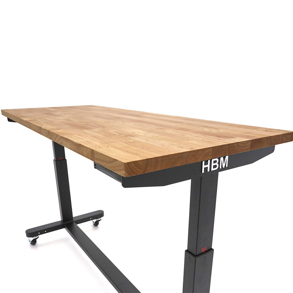 Pracovný stôl výškovo nastaviteľný s masívnou drevenou doskou 152cm