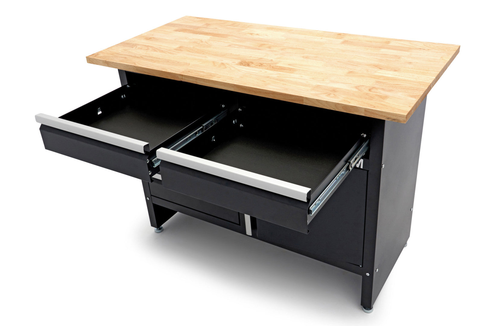 Dielenský pracovný stôl s drevenou doskou 120cm, s 5 zásuvkami, 1 dvierkami HBM