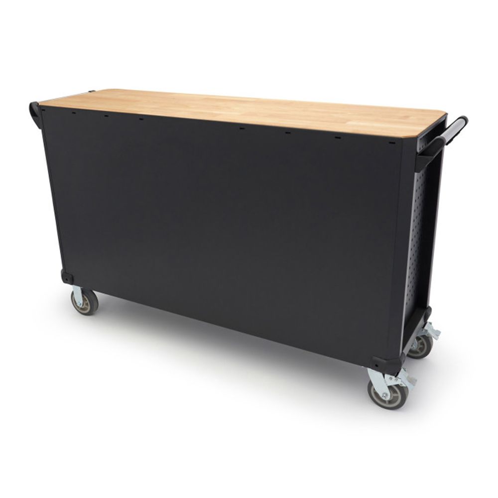 Pojazdný pracovný stôl s 13 zásuvkami a drevenou pracovnou doskou, 168cm HBM