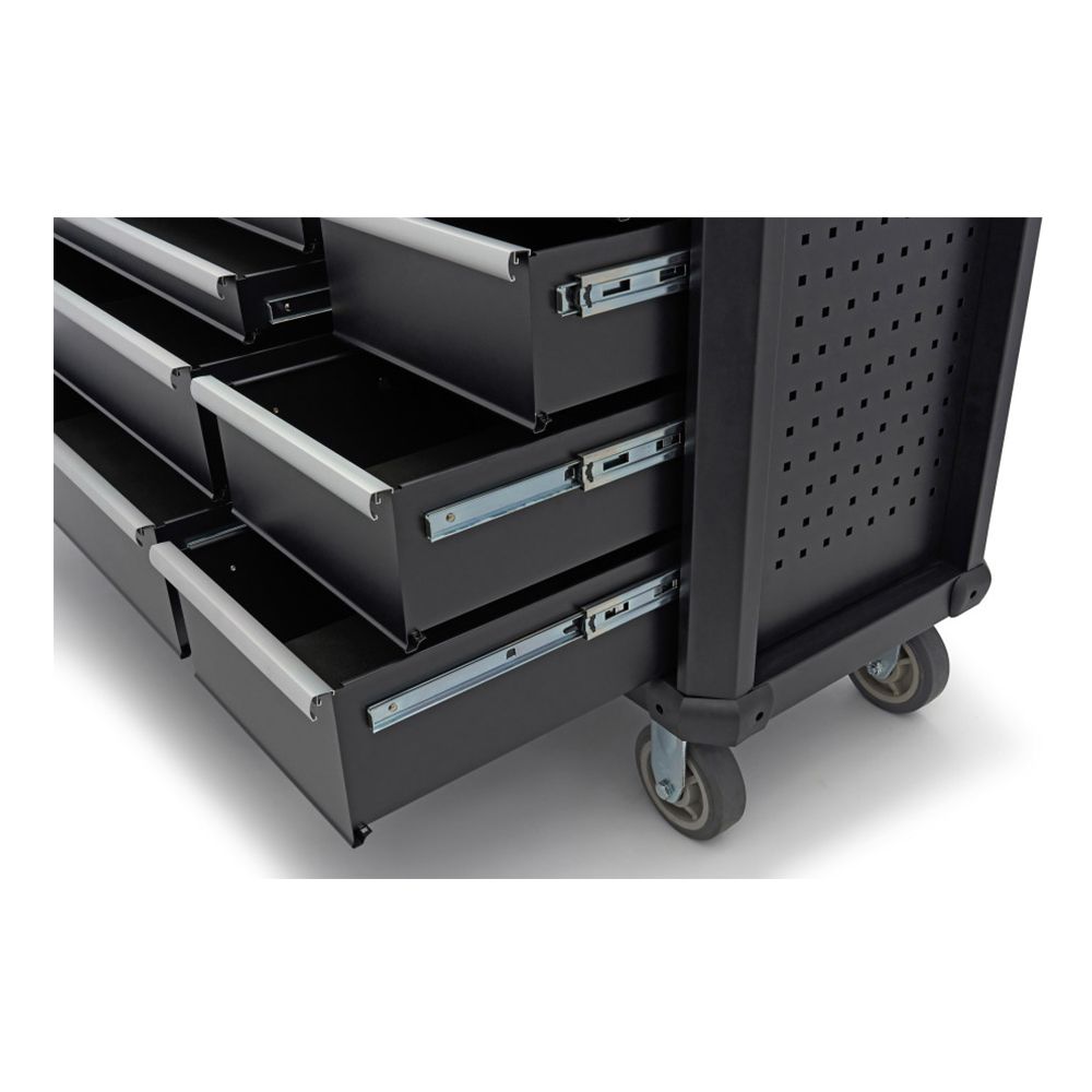 Pojazdný pracovný stôl s 13 zásuvkami a drevenou pracovnou doskou, 168cm HBM