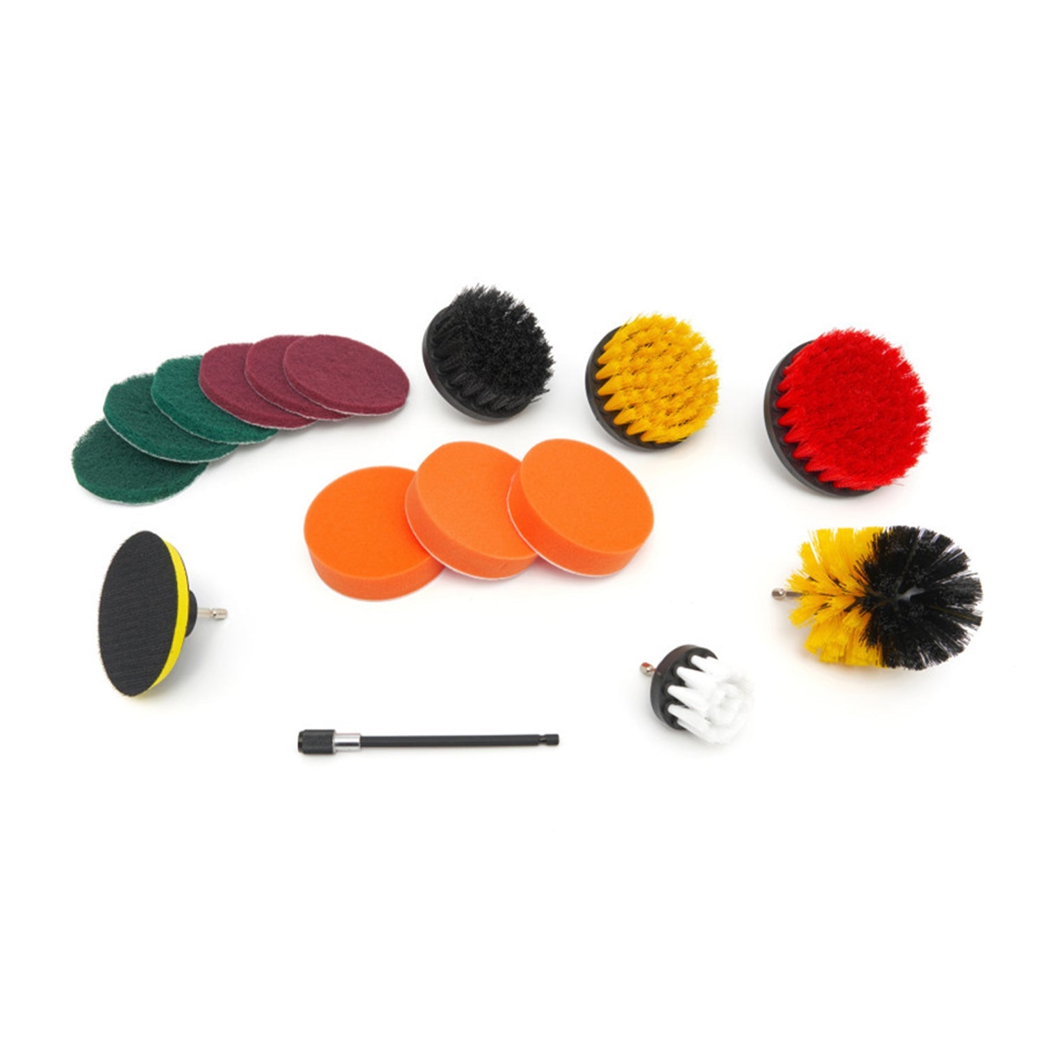 Sada čistiacich kefiek, leštiacich a brúsnych špongií na vŕtačku 16ks HBM