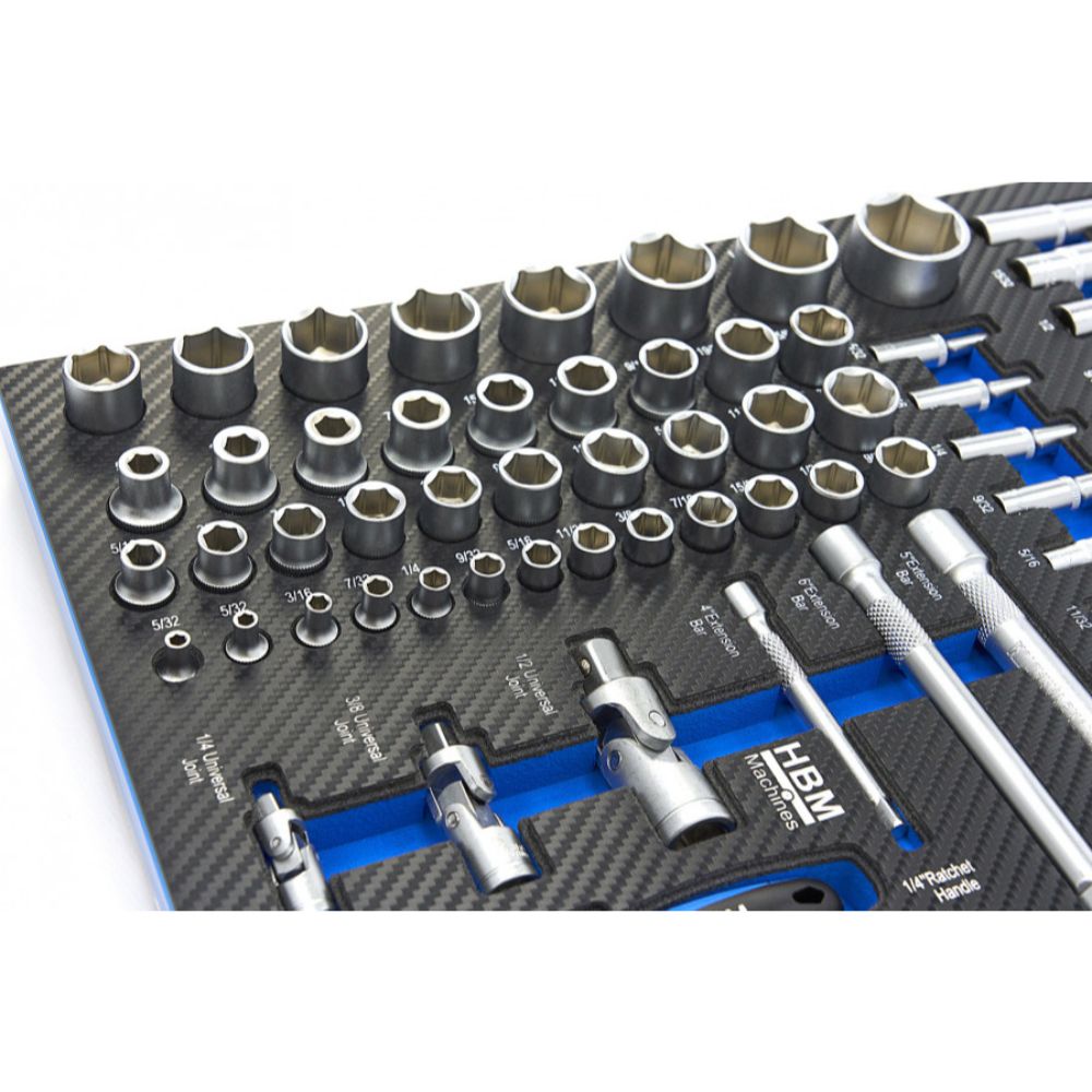 Penová vložka s gola sadou - račne a nástrčné hlavice, 81 dielov