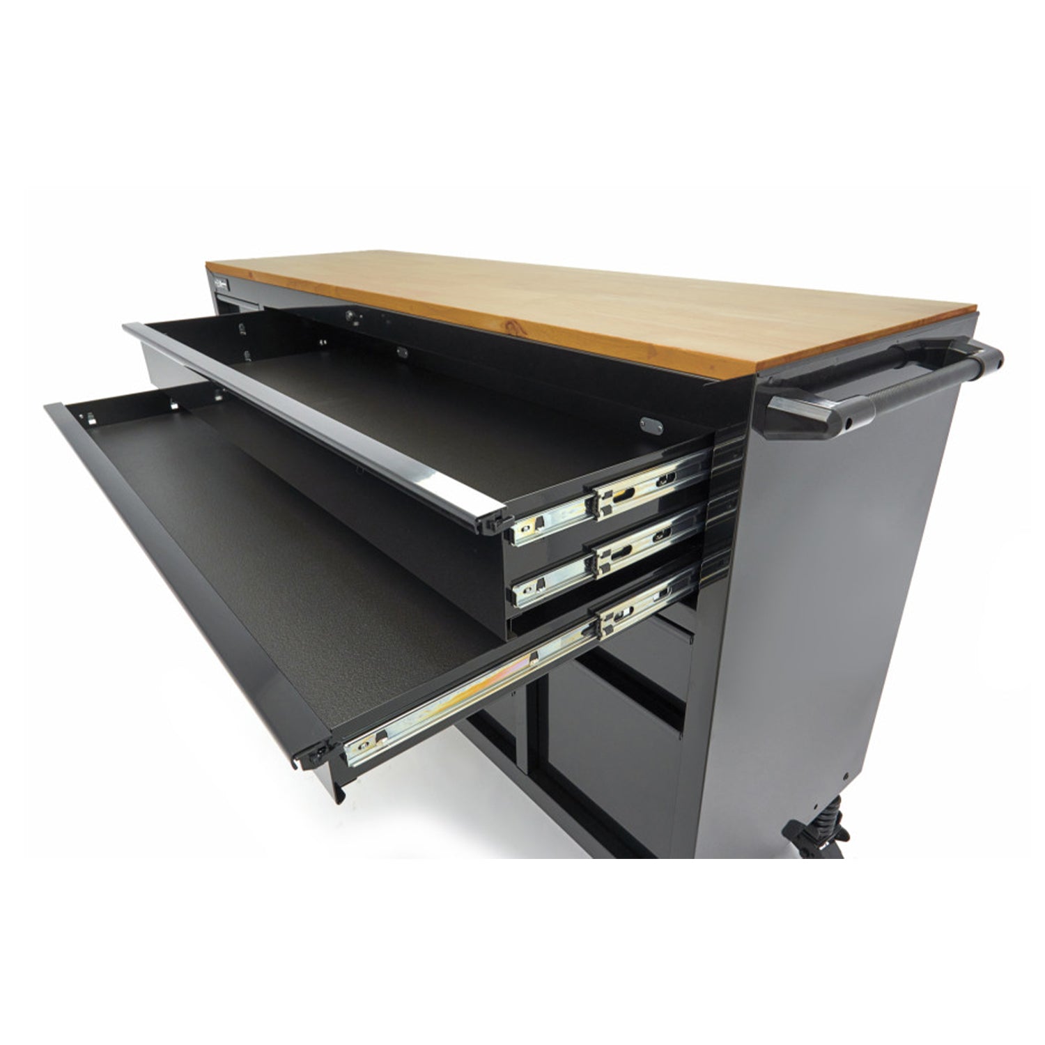 Mobilný pracovný stôl s drevenou doskou, s náraďovou skrinkou, 14 zásuviek, profesionálny, 182cm HBM