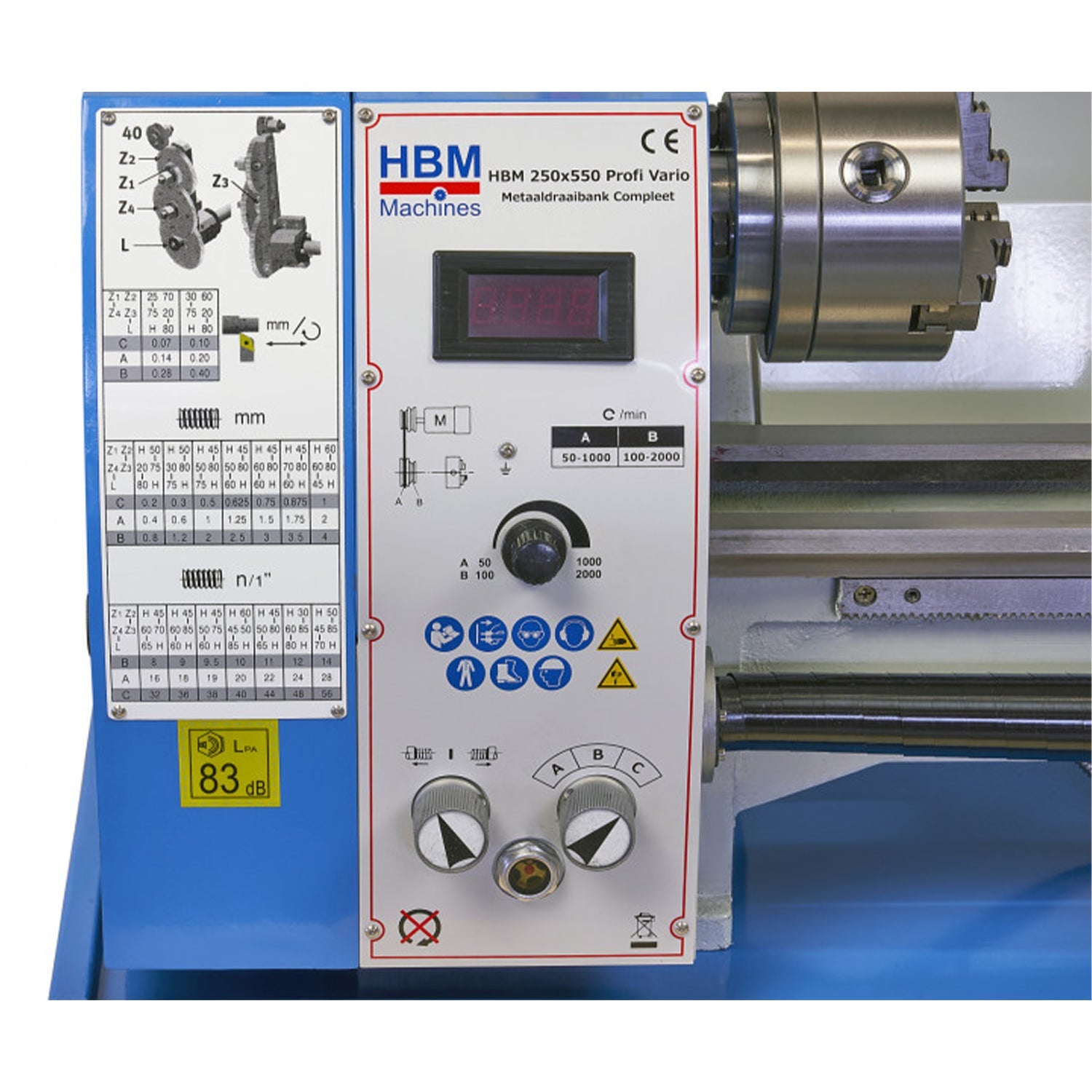 Sústruh na kov 250 x 550 vario s LCD dispejom