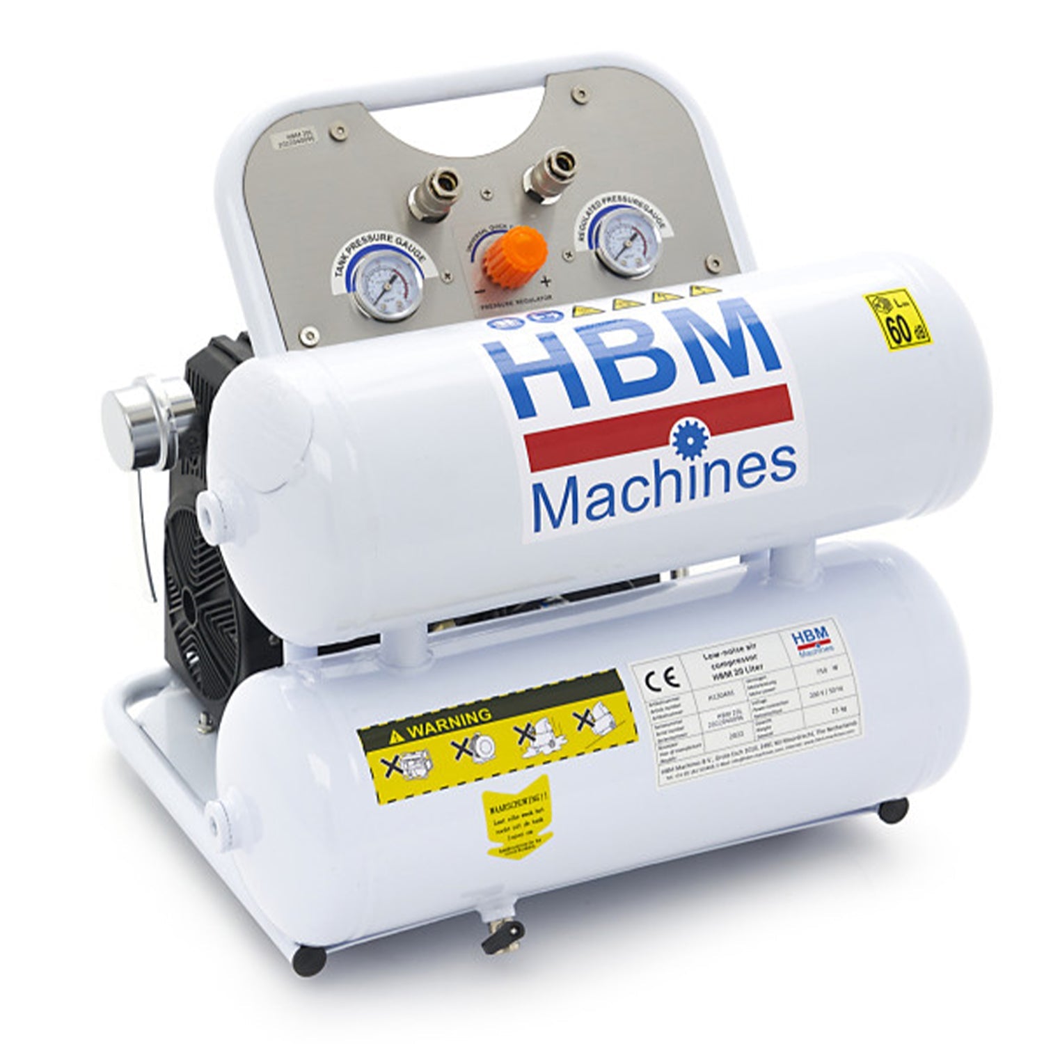 Tichý bezolejový kompresor s nízkou hlučnosťou 20l 750W 60dB HBM