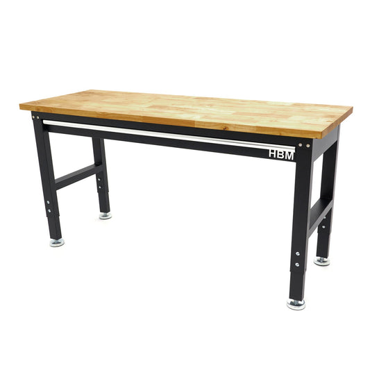 Výškovo nastaviteľný pracovný stôl s drevenou doskou 152cm HBM Machines