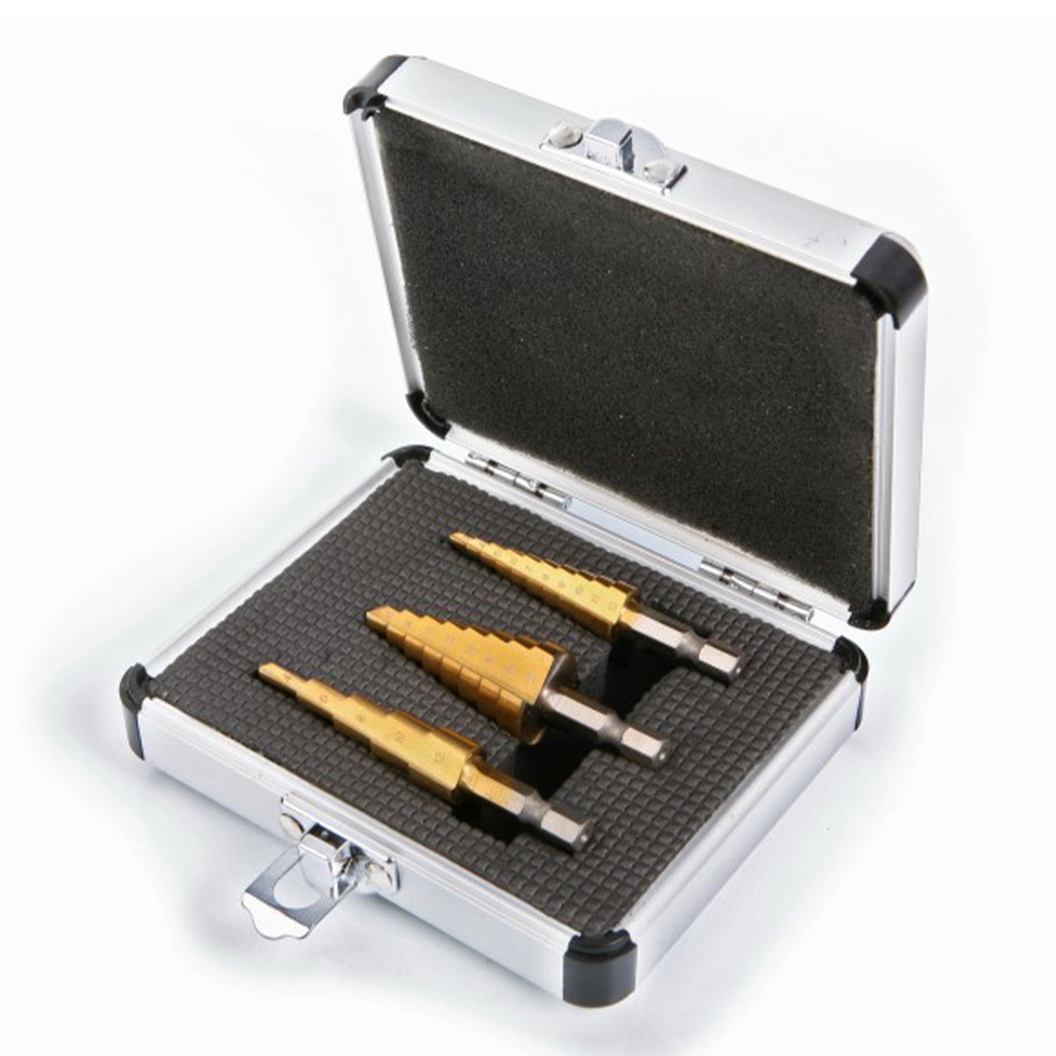 Sada 3 stupňovitých vrtákov HSS s hexagonálnym úchytom