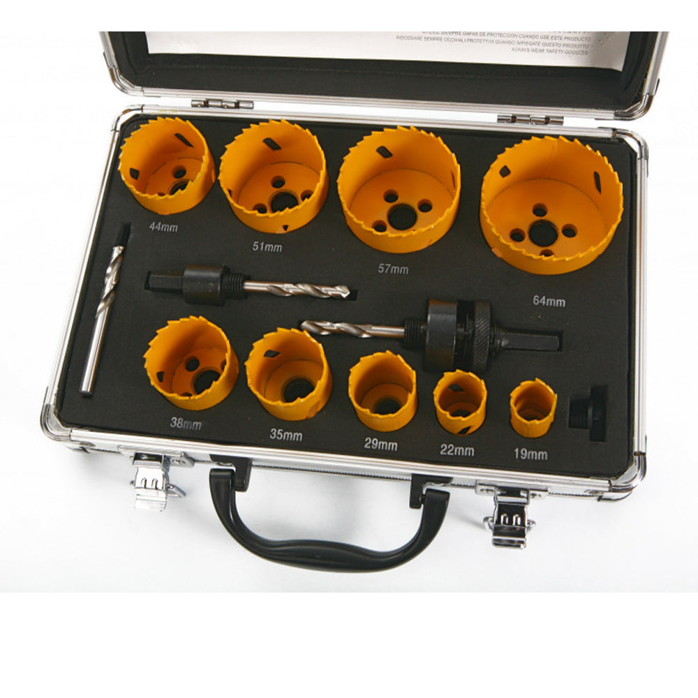 Sada 13 korunkových vrtákov bi-metal HSS na vŕtanie do dreva a sadrokartónu