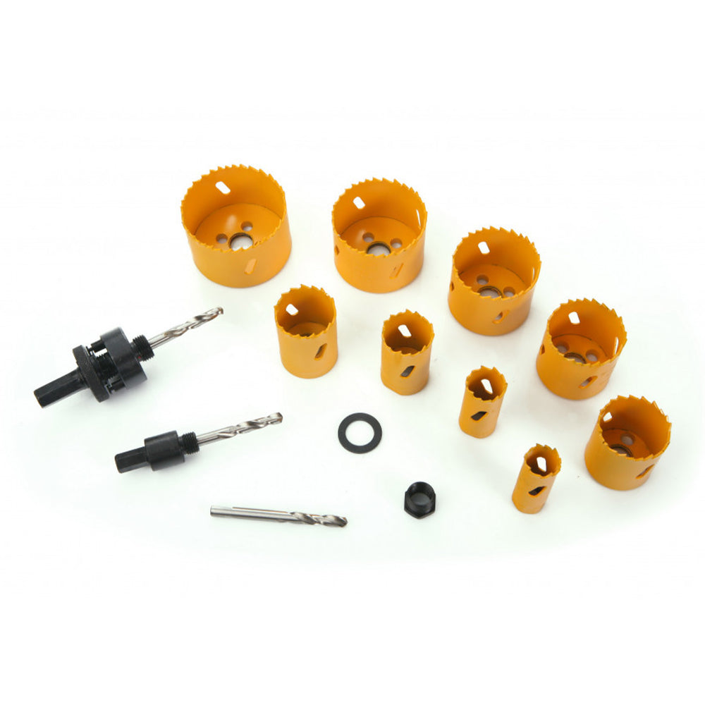 Sada 13 korunkových vrtákov bi-metal HSS na vŕtanie do dreva a sadrokartónu