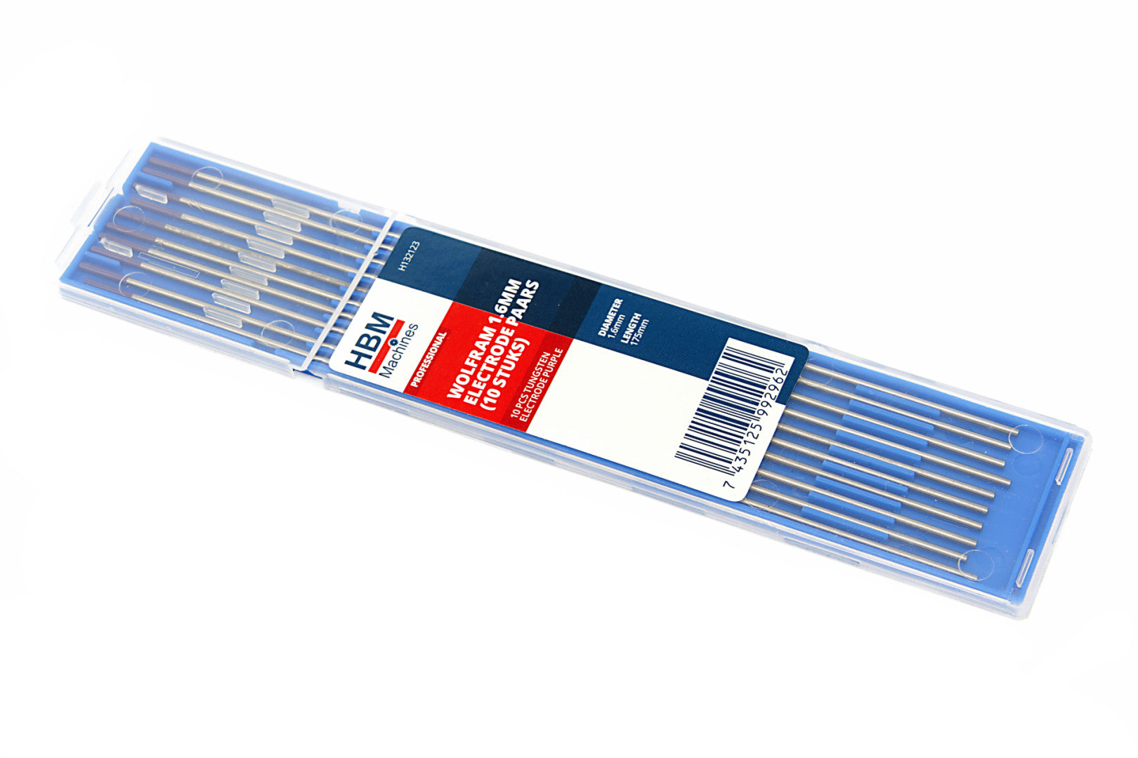 Sada 10 elektród TIG, fialové, wolframové, 1,6mm HBM Machines