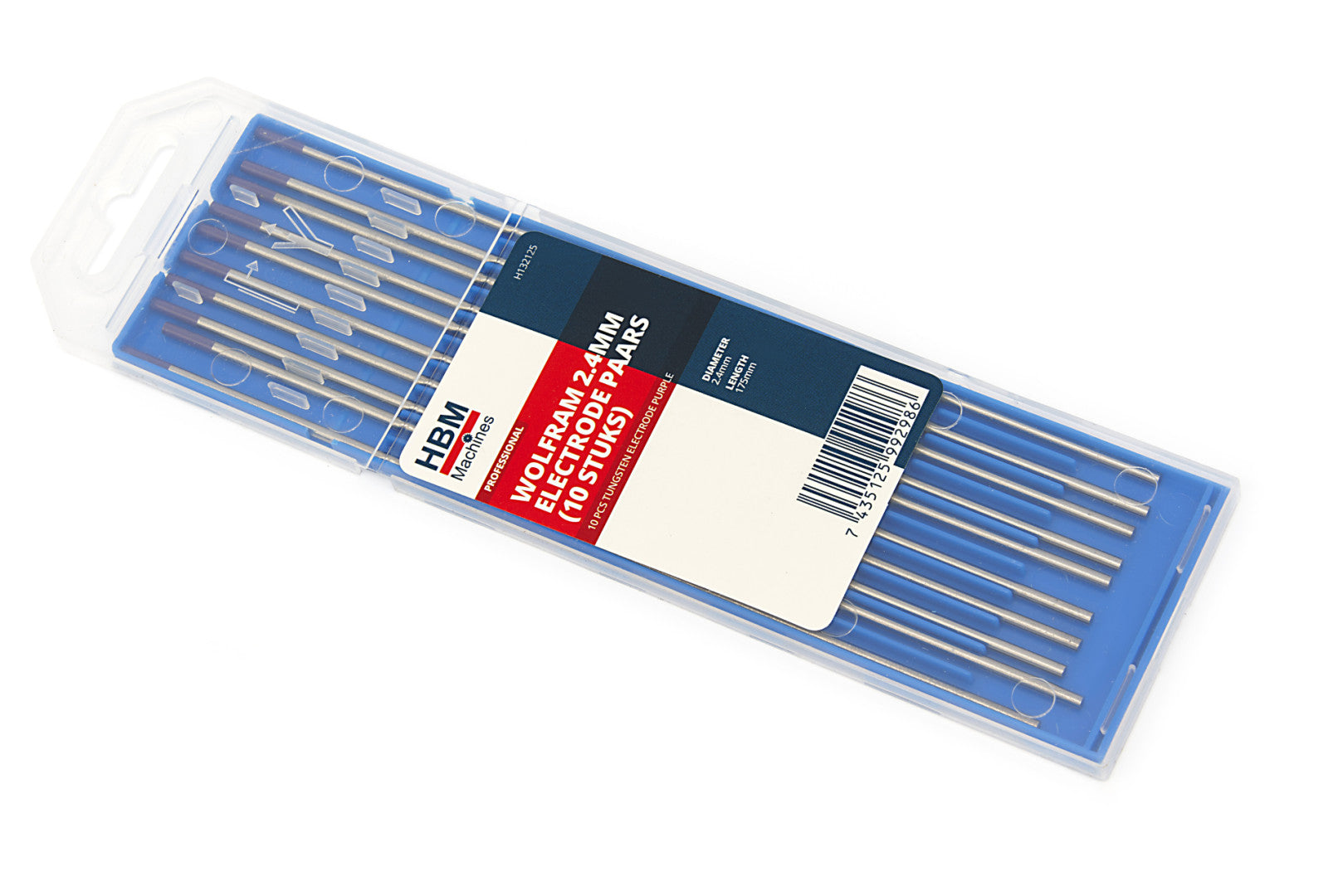 Sada 10 elektród TIG, fialové, wolframové, 2,4mm HBM Machines