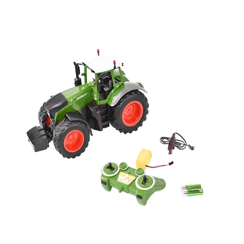 Hračkársky traktor na diaľkové ovládanie doubleE RC 1:16 2,4GHz, svetlá, zvuky, dosah 25m, rýchlosť 2,16km/h