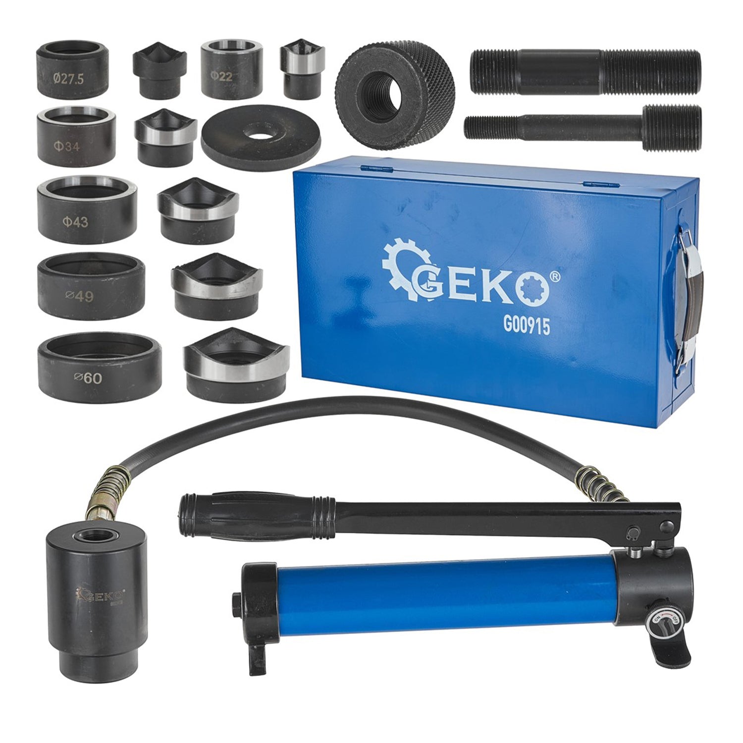 Hydraulický dierovač - rezačka otvorov 22 - 60mm, 10t Geko