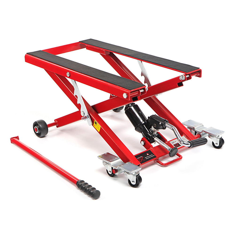 Hydraulický nožnicový zdvihák pre motocykle 500kg, červený HBM Machines Holandsko