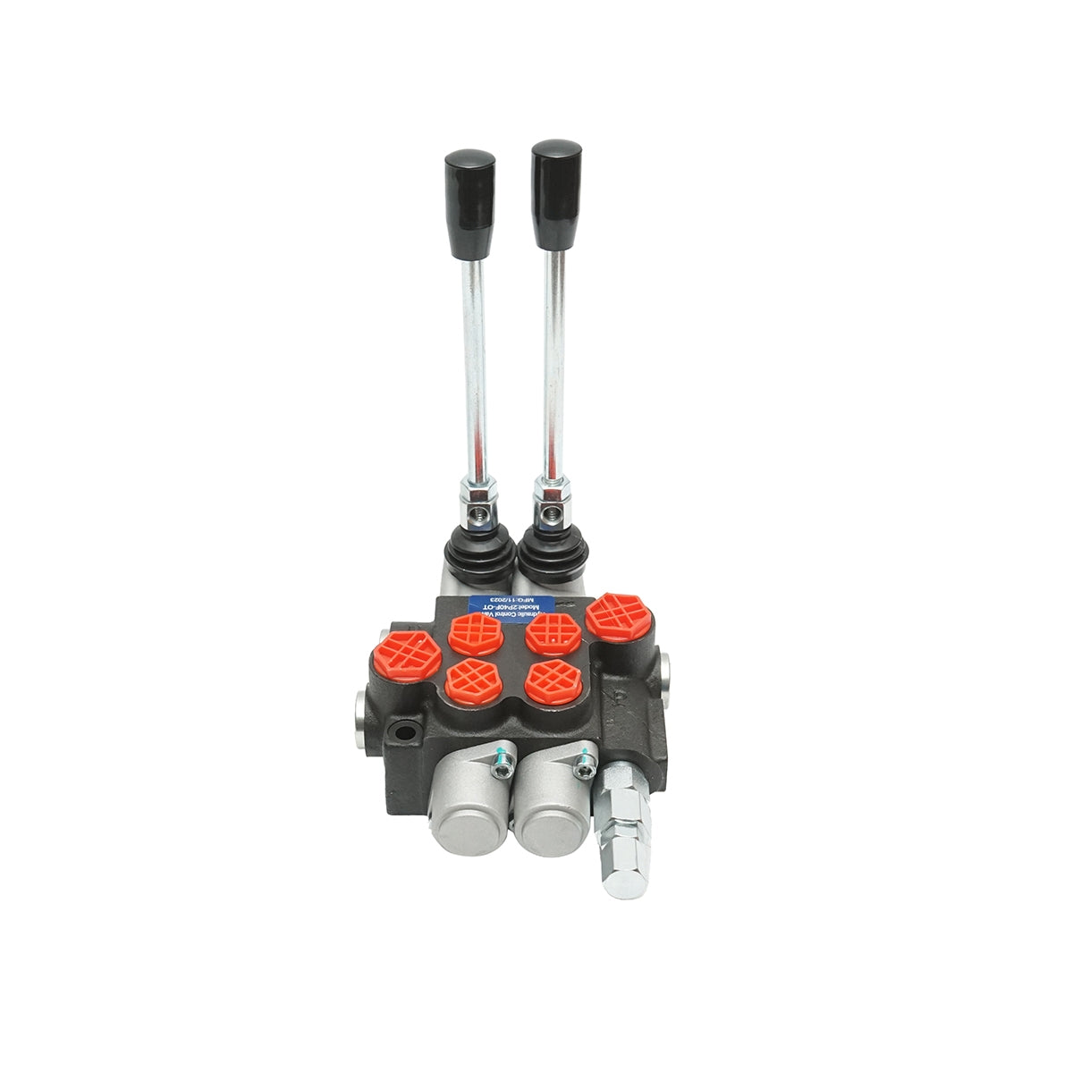 Hydraulický rozvádzač s 2 pákami, 40l/min, s redukciou v balení, -15 až +80°C, Breckner Germany