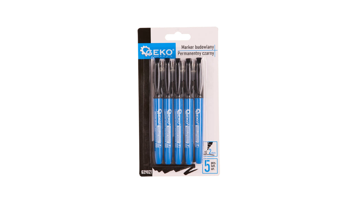 Čierny tenký popisovač - označovač, 2mm, permnentný, sada 5ks