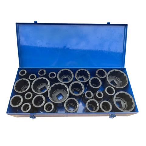 Súprava dvanásťhranných rázových nástrčných kľúčov 1'', 17–75 mm, 25 kusov